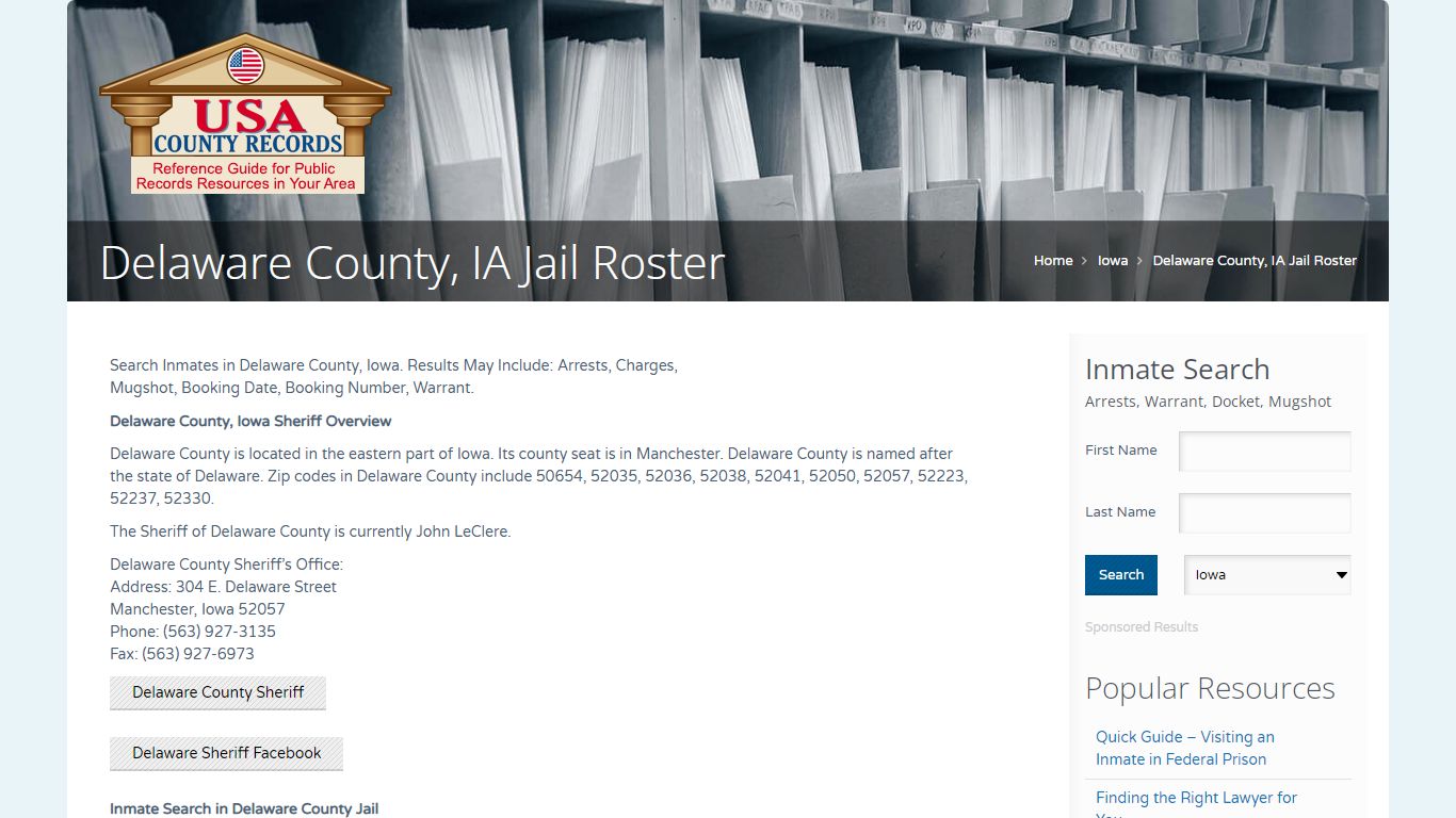 Delaware County, IA Jail Roster | Name Search